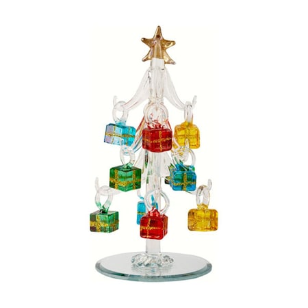 LS Arts Tree With Gift Box Ornaments, Clear - 6 In.